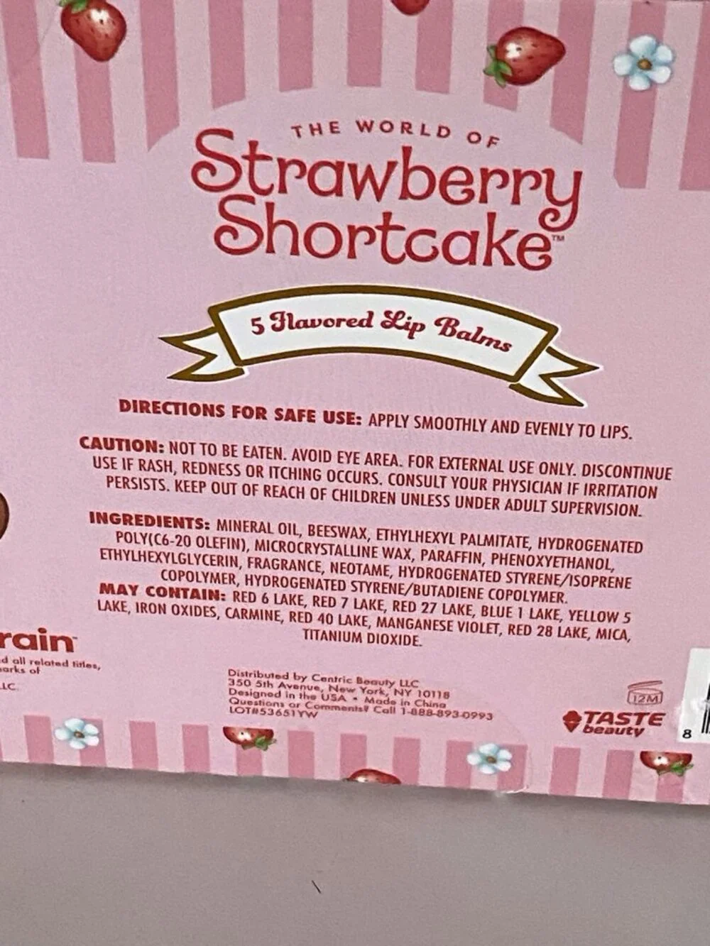 Set Of 5 Strawberry Shortcake Scented Flavored Lip Balms Taste Beauty‎ NEW